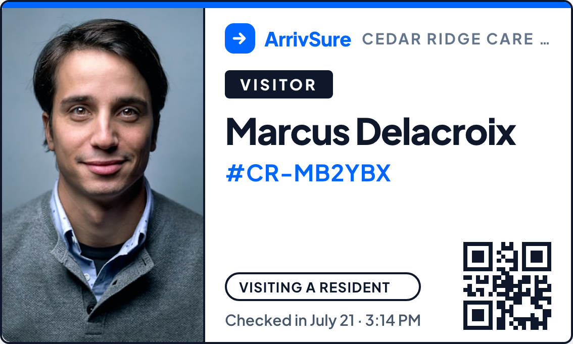 Printed ArrivSure visitor badge